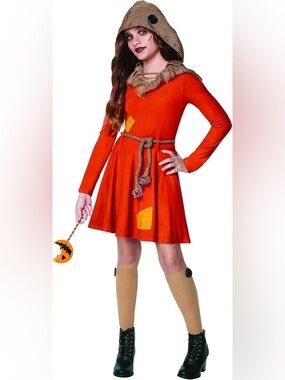 Kids Orange Patch Scarecrow Costume Dress by